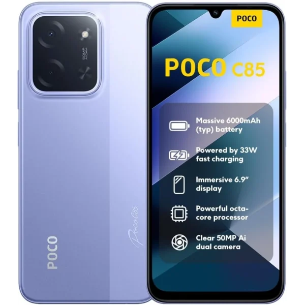POCO C85 6GB 128GB smartphone with large display