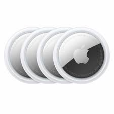 Apple AirTag 4‑Pack with white finish and stainless steel backing